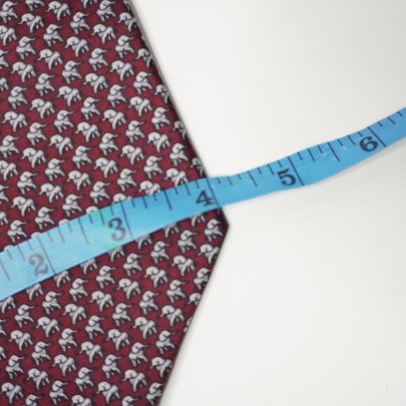 Vintage Elephant Novelty Print Neck Tie 100% Silk Dad Gift Red Retro VTG 4" Wide - Picture 4 of 4